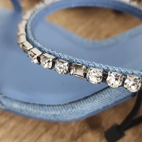 Zara Rhinestone Heeled Denim Sandals size 37 - Picture 6 of 9